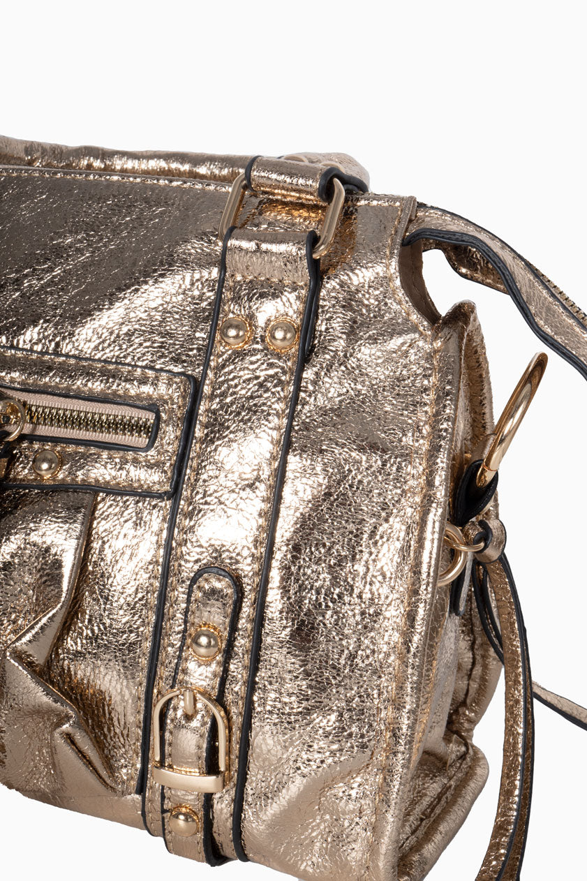 Bolso Biker Metalizado Mini