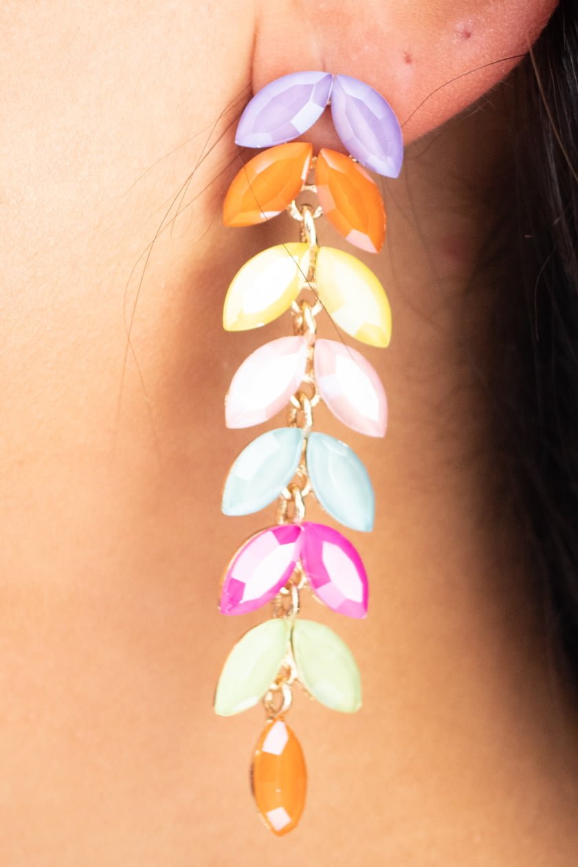 Pendiente Cascada Pétalos Multicolor