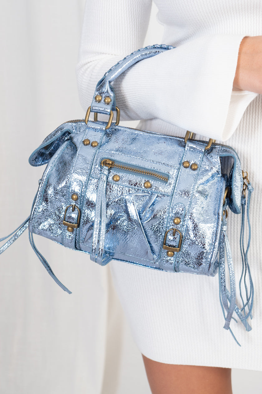 Bolso Biker Metalizado Mini