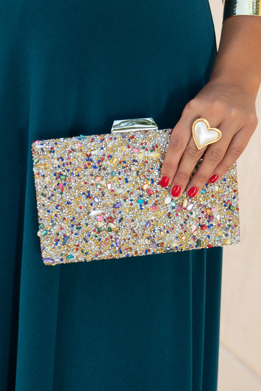 Clutch Pedrería Plateada