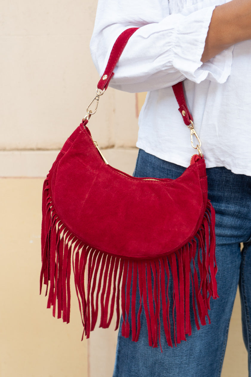Fringed Baguette Bag