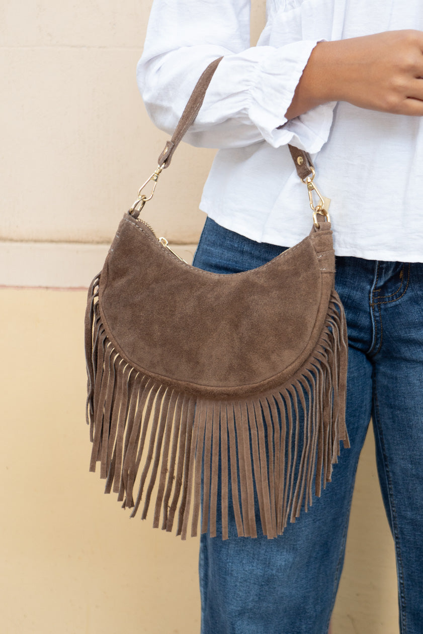 Fringed Baguette Bag