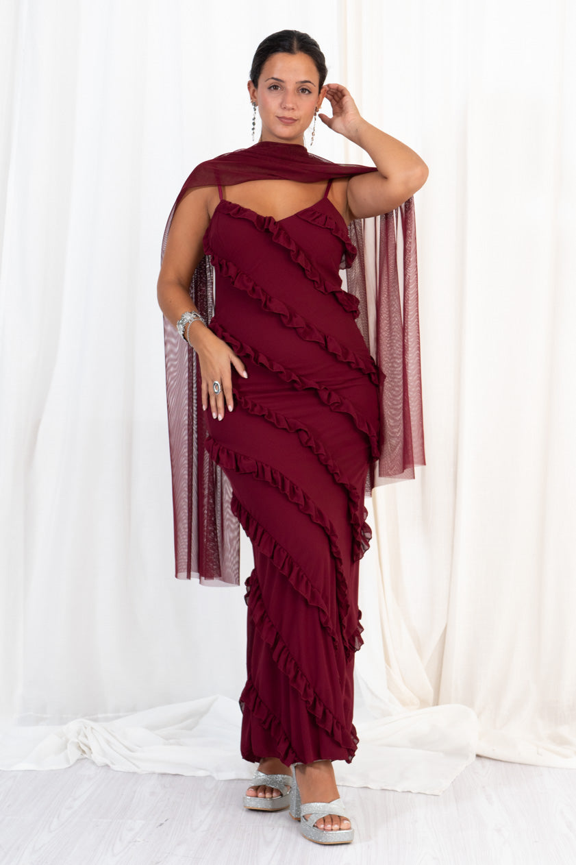 Ruffled Strappy Maxi Dress