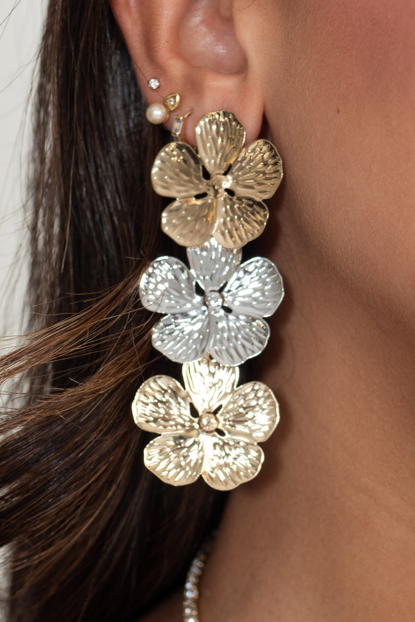 Pendientes Flores Silver and Gold