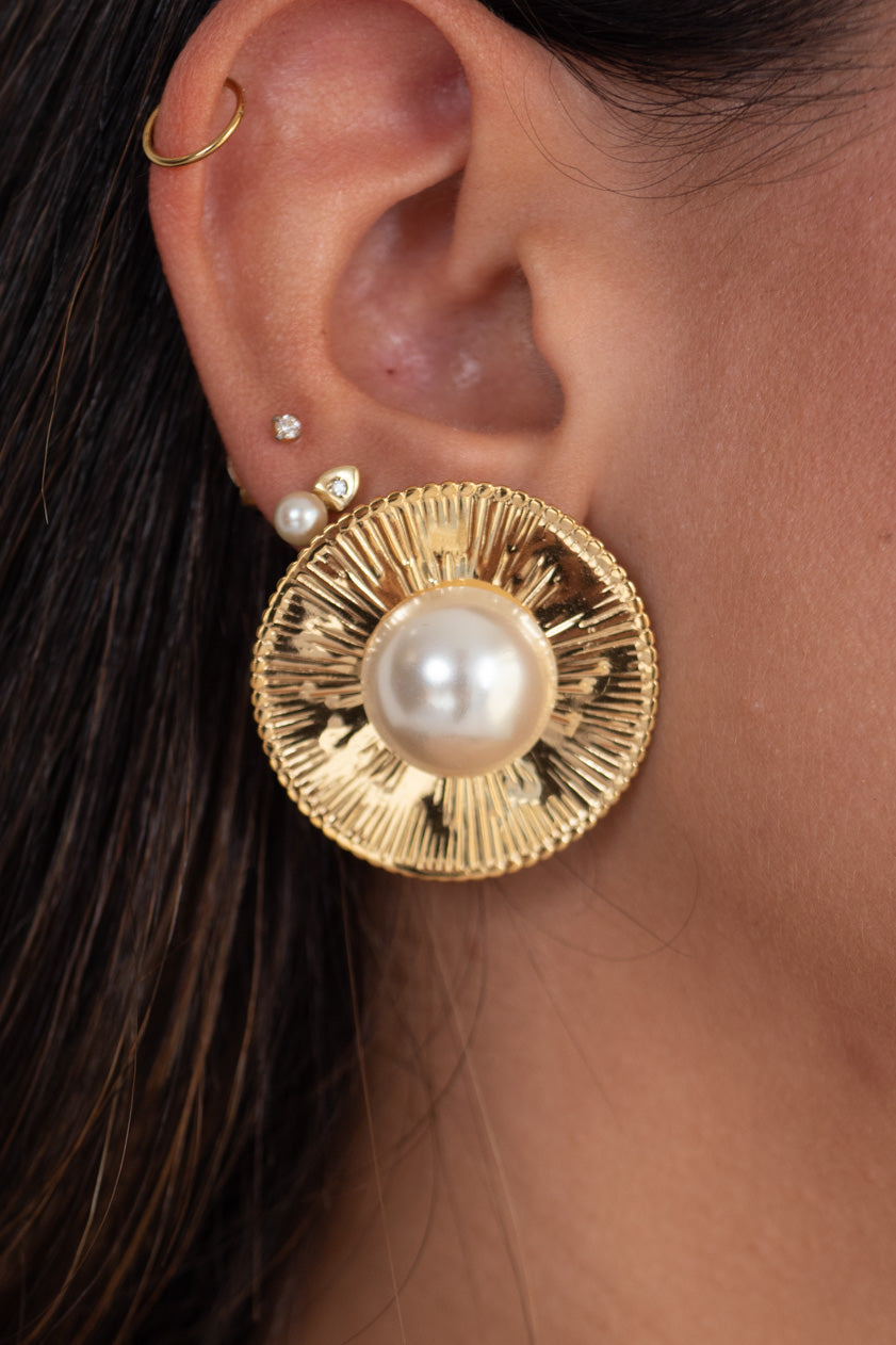 Pendientes Botón Perla