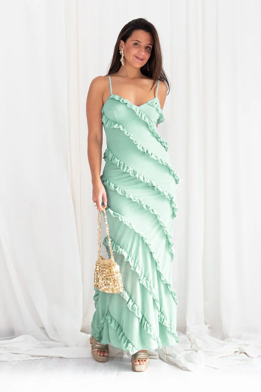 Ruffled Strappy Maxi Dress