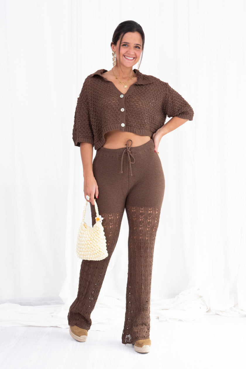 Pantalón Maxi Crochet Acampanado