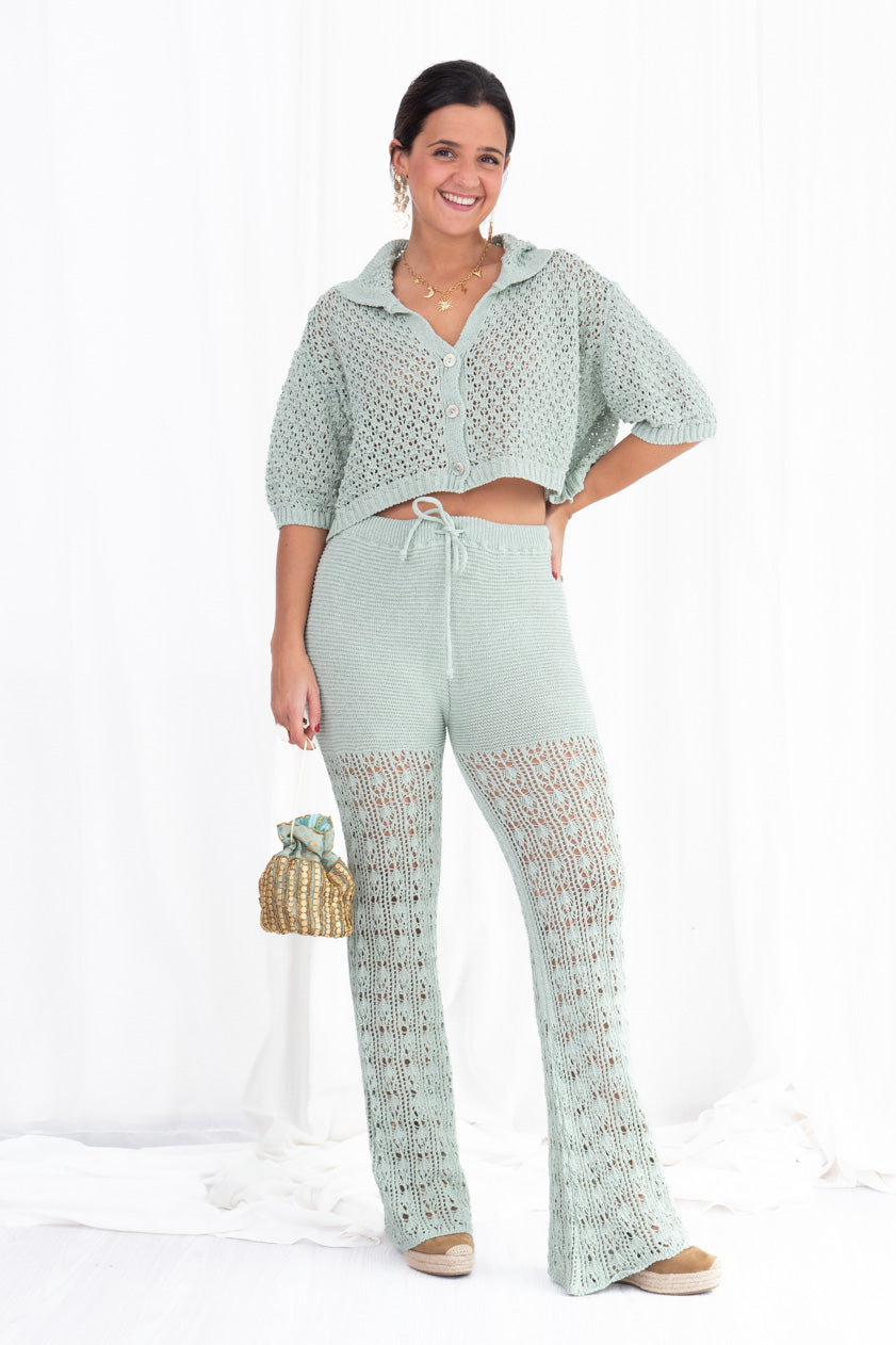 Pantalón Maxi Crochet Acampanado