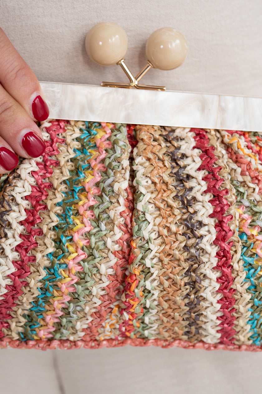 Cartera Clutch Raffia Colores