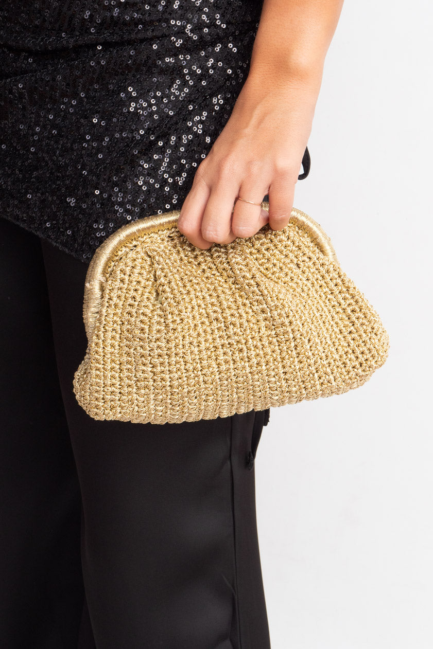 BOLSO CROCHET METALIZADO ORO