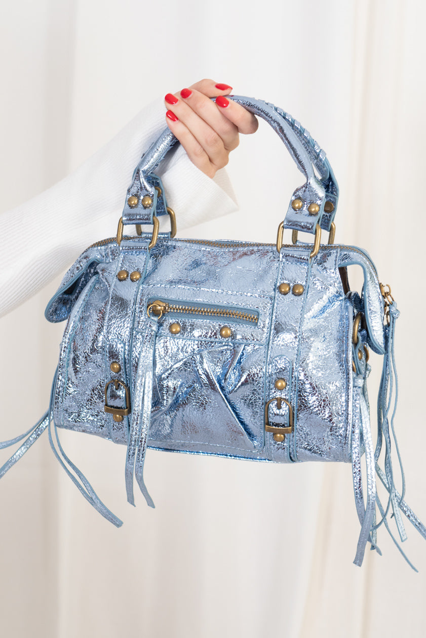 Bolso Biker Metalizado Mini
