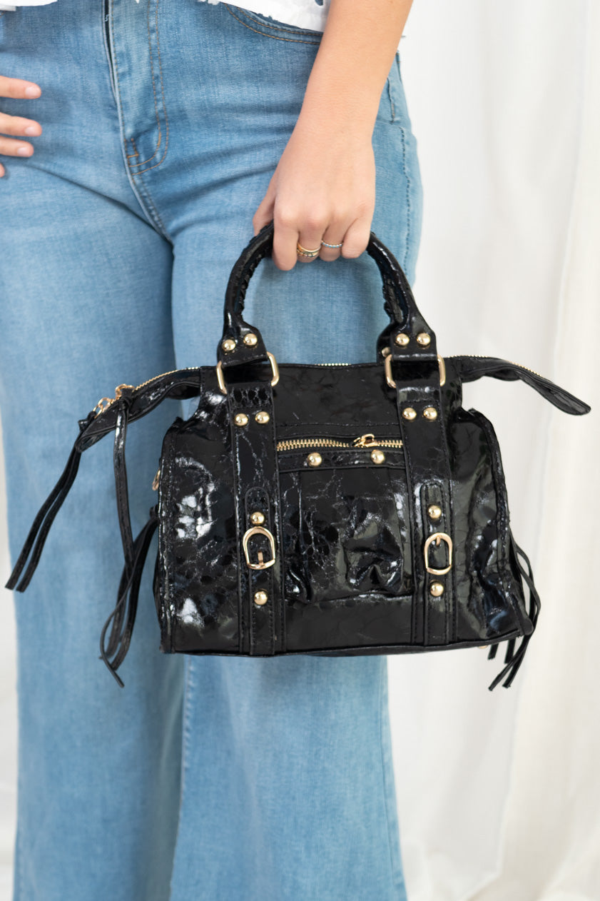 Bolso Biker Metalizado Mini