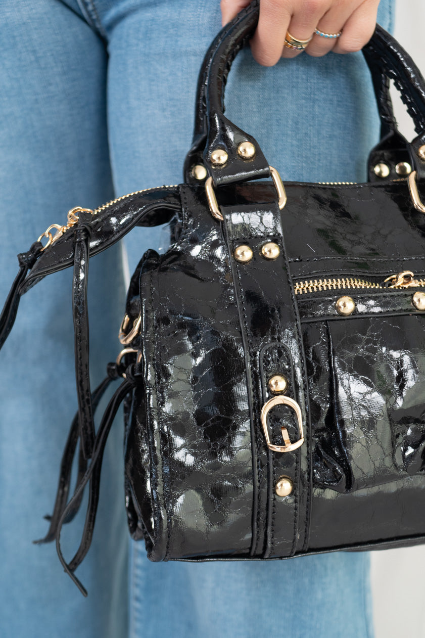 Bolso Biker Metalizado Mini