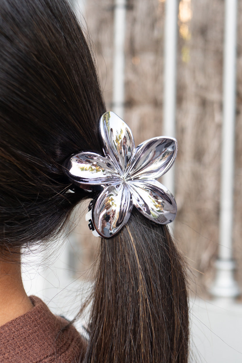 Pinza de Flor Hawaiiana Metalizada Azul