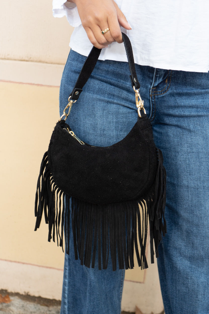 Fringed Baguette Bag