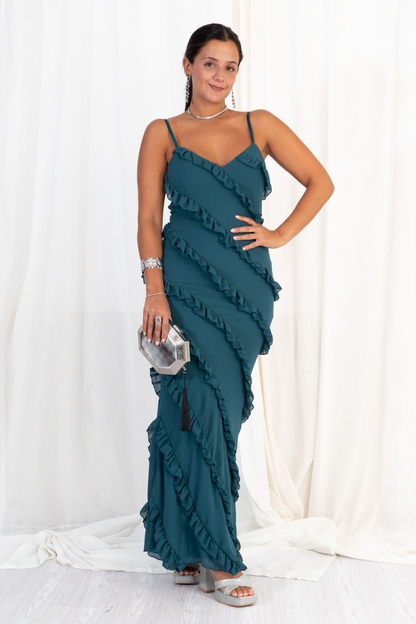 Ruffled Strappy Maxi Dress