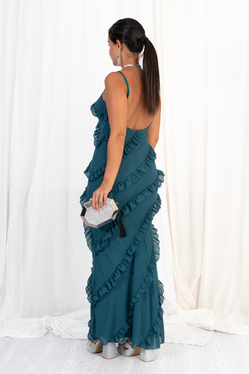 Ruffled Strappy Maxi Dress