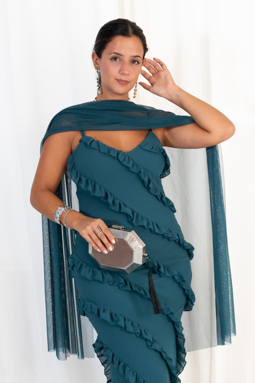 Ruffled Strappy Maxi Dress