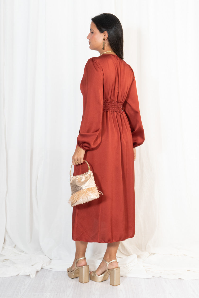 Vestido Midi Raso Cascada