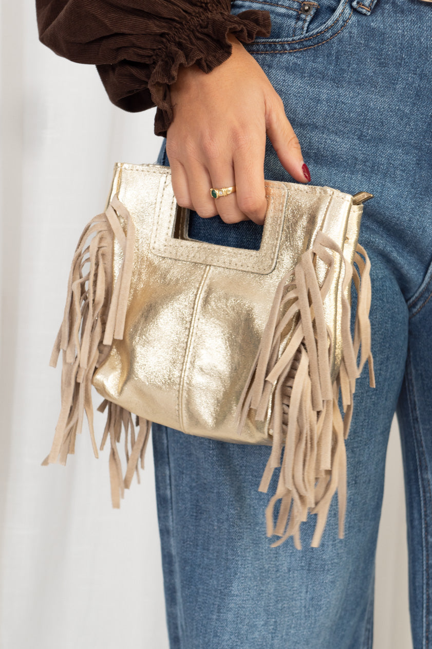 Bolso Flecos Metalizado Mini
