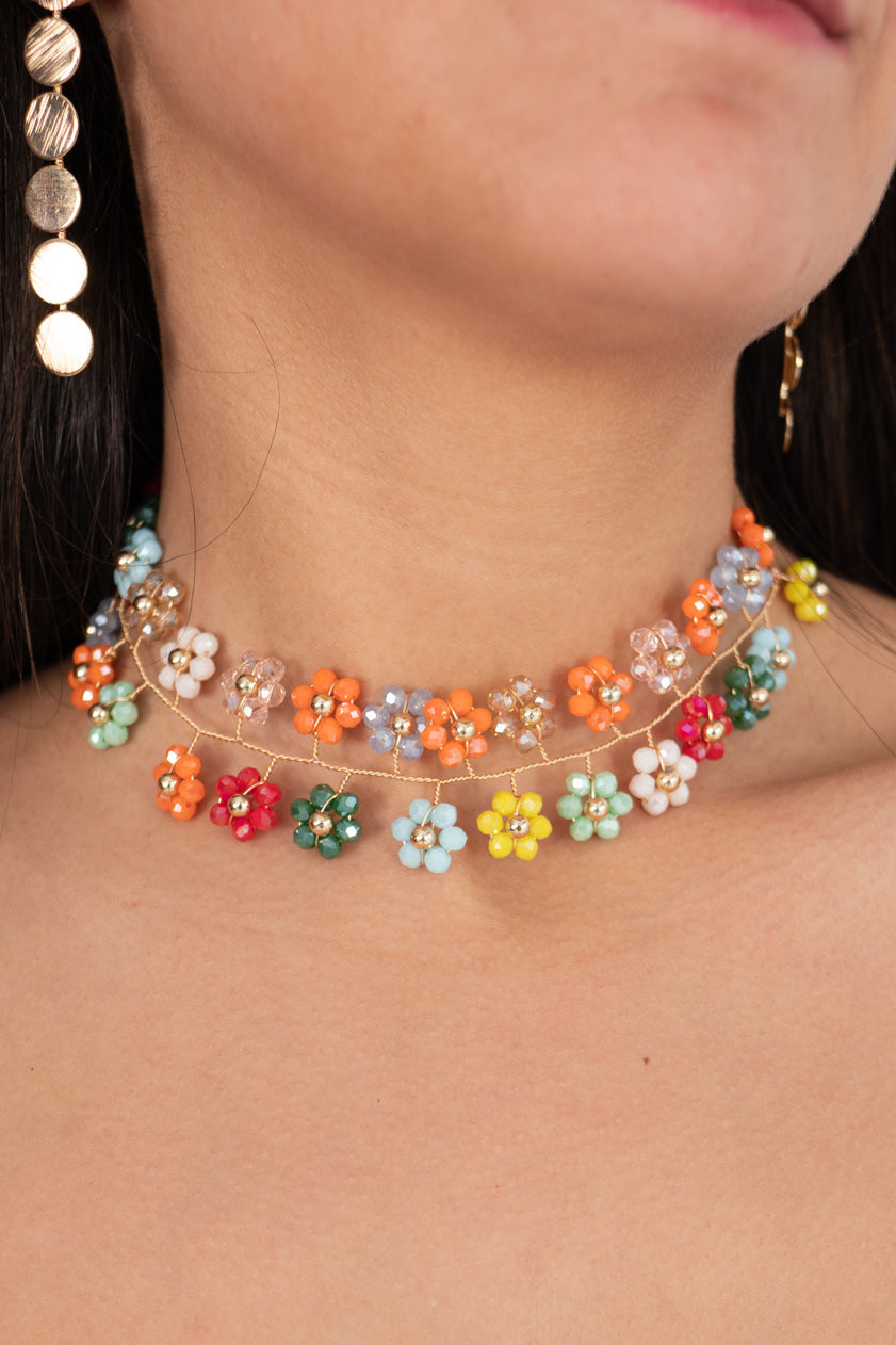 Choker Flores Bolitas