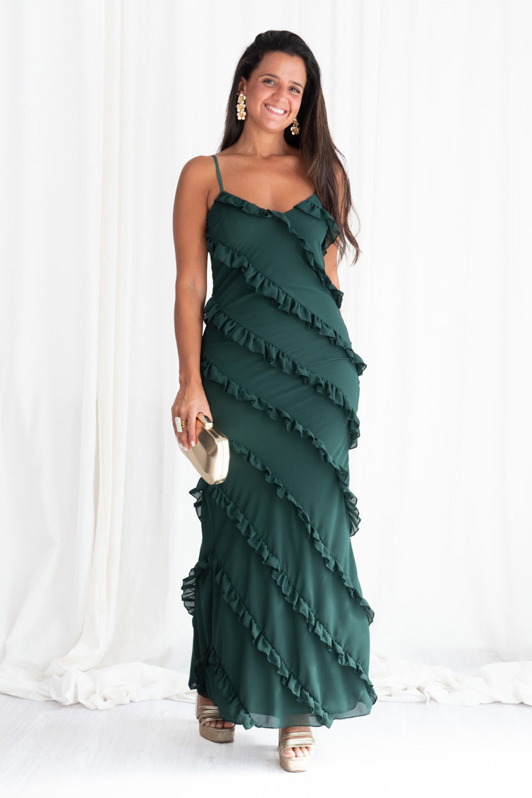 Vestido Maxi Tirantes Volantes