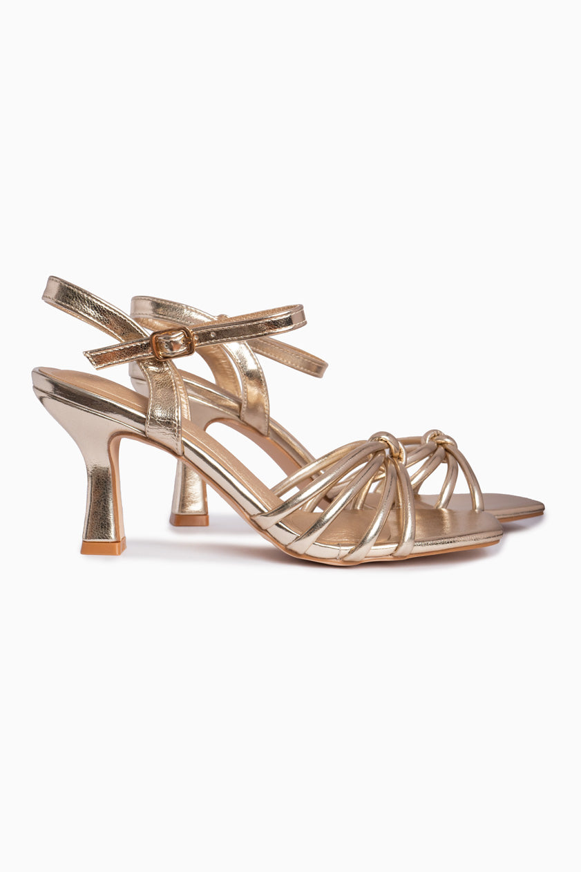 Sandalias Doradas Tacón Fino