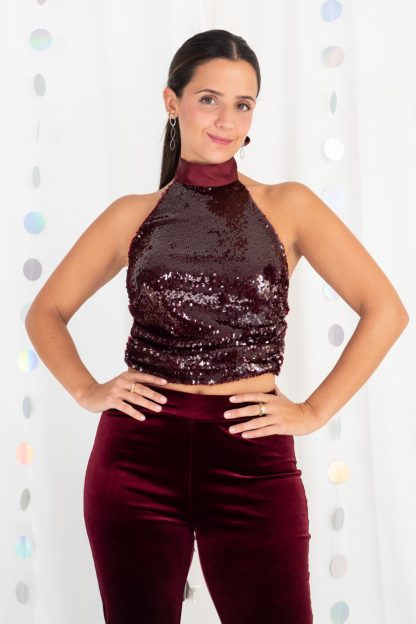 Comprar Top Halter Paillettes Online